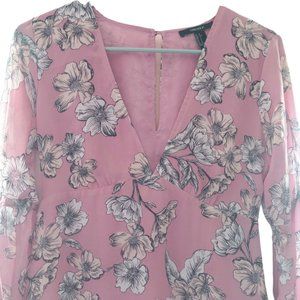Forever 21 Women's Pink Floral Long Sleeve Dress Size S